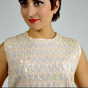 Vintage Pink 1950s Sequin Sleeveless Shell Top